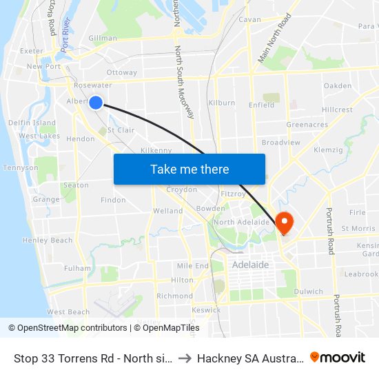 Stop 33 Torrens Rd - North side to Hackney SA Australia map