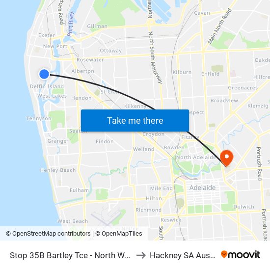 Stop 35B Bartley Tce - North West side to Hackney SA Australia map