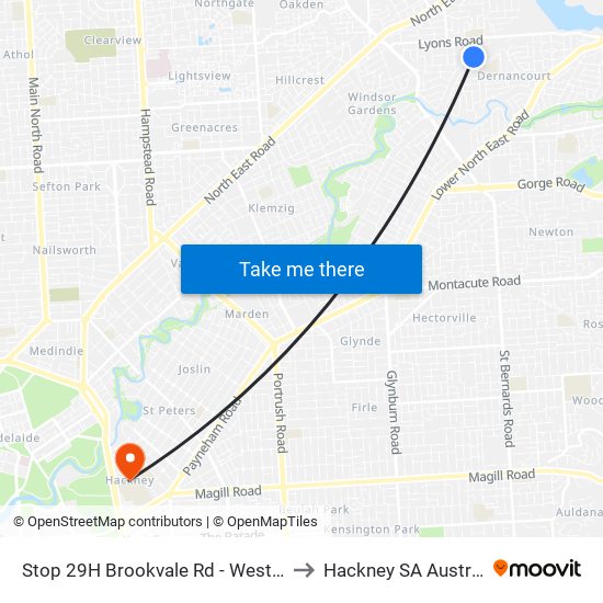 Stop 29H Brookvale Rd - West side to Hackney SA Australia map