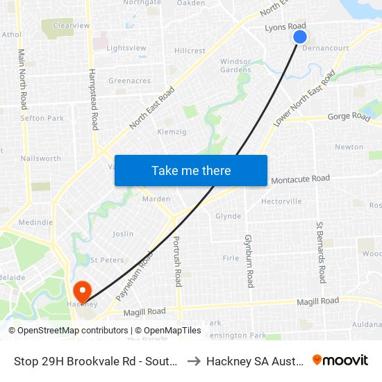 Stop 29H Brookvale Rd - South side to Hackney SA Australia map