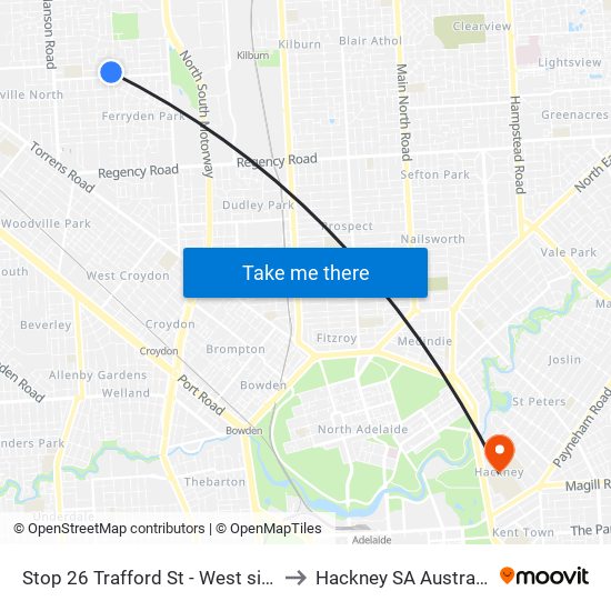 Stop 26 Trafford St - West side to Hackney SA Australia map