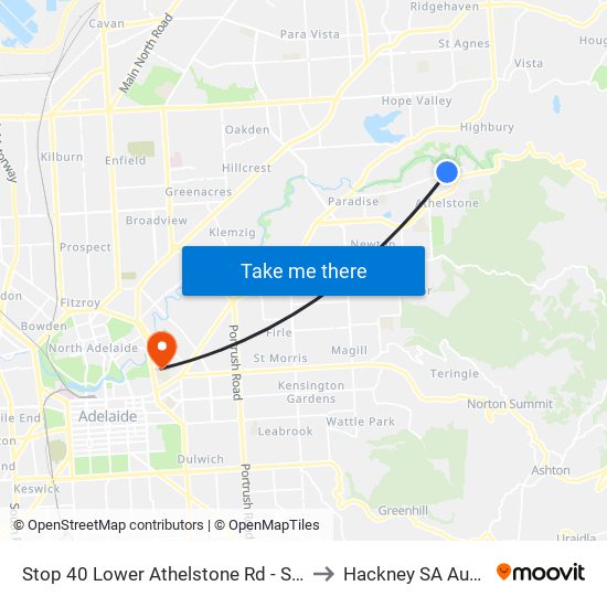 Stop 40 Lower Athelstone Rd - South side to Hackney SA Australia map