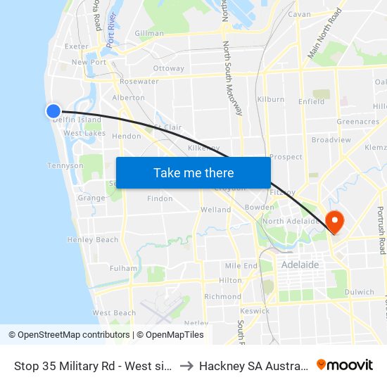 Stop 35 Military Rd - West side to Hackney SA Australia map