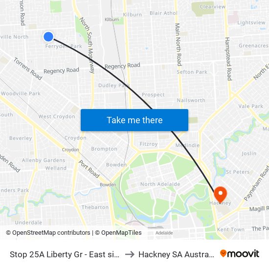 Stop 25A Liberty Gr - East side to Hackney SA Australia map