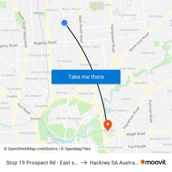 Stop 19 Prospect Rd - East side to Hackney SA Australia map