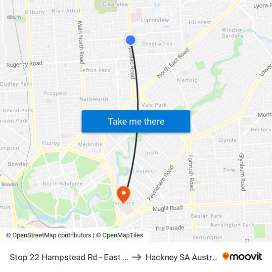 Stop 22 Hampstead Rd - East side to Hackney SA Australia map