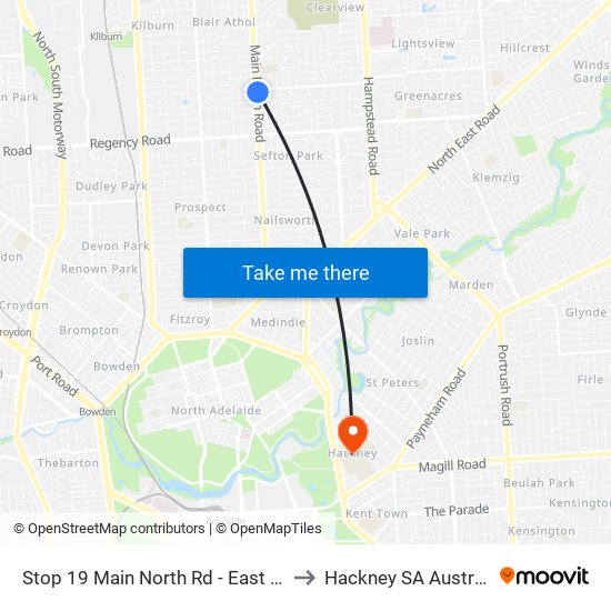 Stop 19 Main North Rd - East side to Hackney SA Australia map