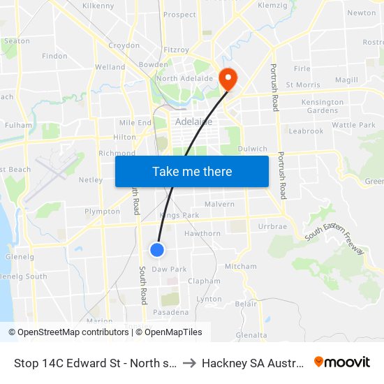 Stop 14C Edward St - North side to Hackney SA Australia map