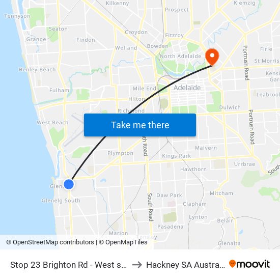Stop 23 Brighton Rd - West side to Hackney SA Australia map