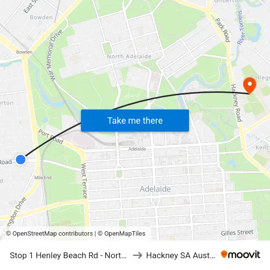 Stop 1 Henley Beach Rd - North side to Hackney SA Australia map