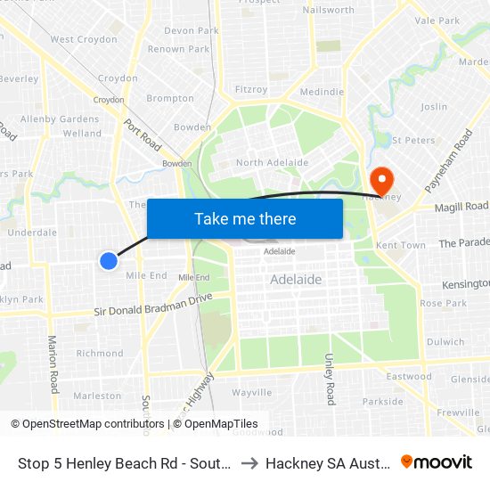 Stop 5 Henley Beach Rd - South side to Hackney SA Australia map