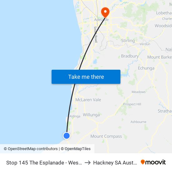 Stop 145 The Esplanade - West side to Hackney SA Australia map