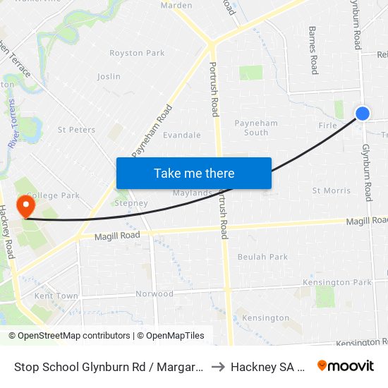 Stop School Glynburn Rd / Margaret St - West side to Hackney SA Australia map