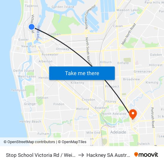 Stop School Victoria Rd / Weir St to Hackney SA Australia map