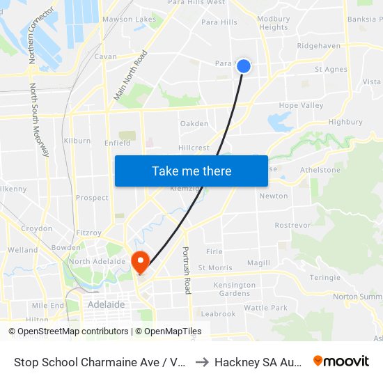 Stop School Charmaine Ave / Volare Ave to Hackney SA Australia map