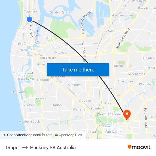 Draper to Hackney SA Australia map