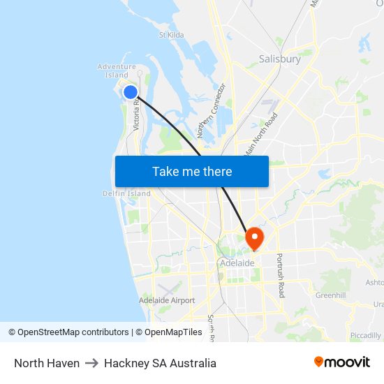 North Haven to Hackney SA Australia map