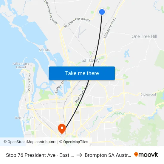 Stop 76 President Ave - East side to Brompton SA Australia map