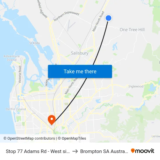 Stop 77 Adams Rd - West side to Brompton SA Australia map