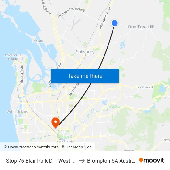 Stop 76 Blair Park Dr - West side to Brompton SA Australia map