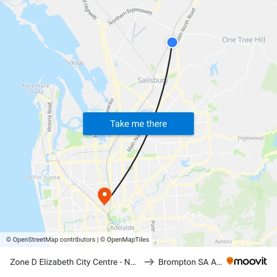 Zone D Elizabeth City Centre - North West side to Brompton SA Australia map