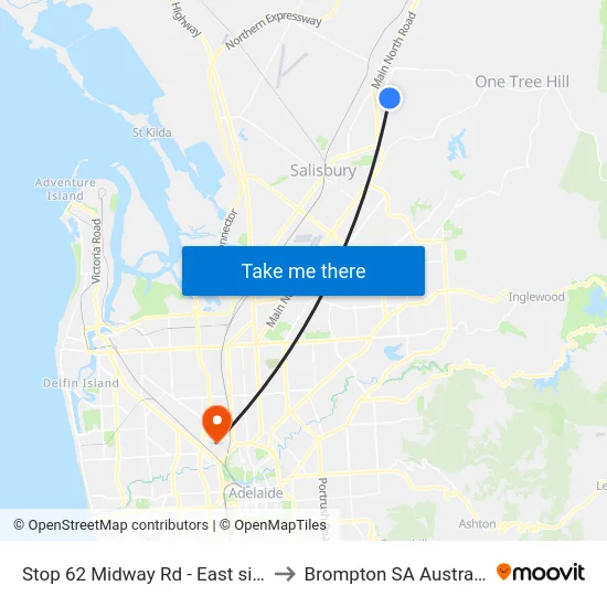 Stop 62 Midway Rd - East side to Brompton SA Australia map