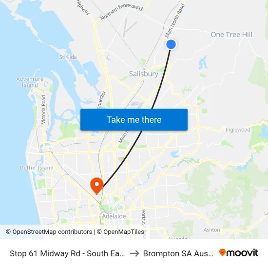 Stop 61 Midway Rd - South East side to Brompton SA Australia map
