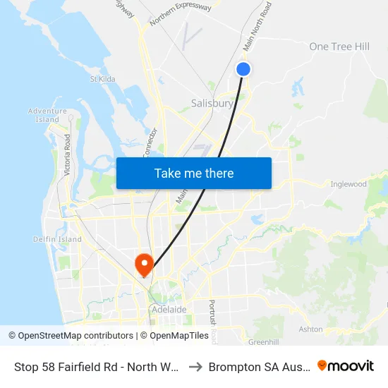 Stop 58 Fairfield Rd - North West side to Brompton SA Australia map