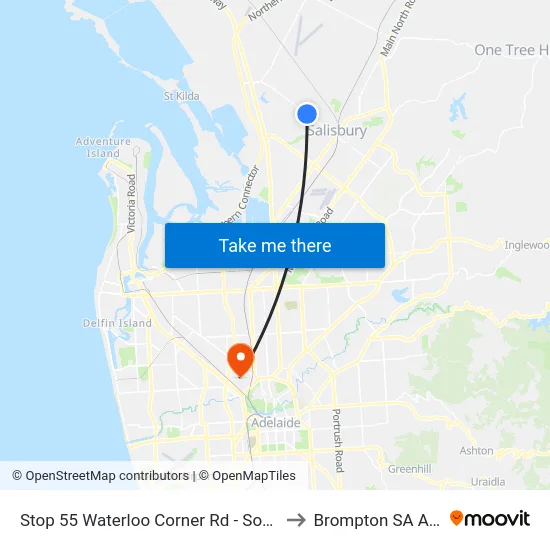 Stop 55 Waterloo Corner Rd - South West side to Brompton SA Australia map