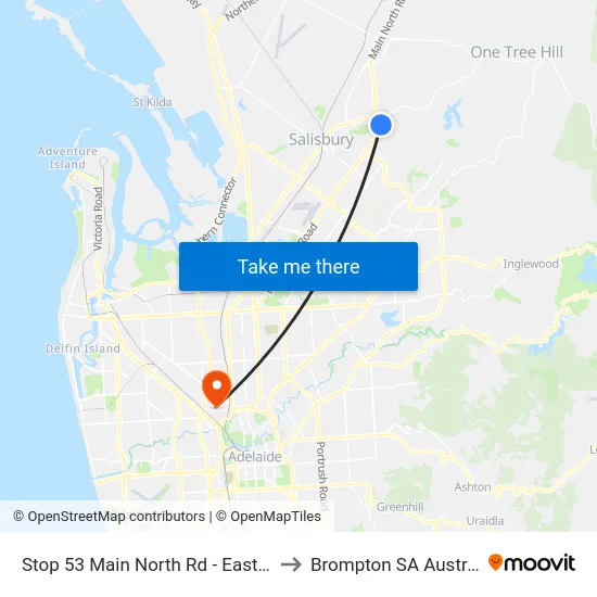 Stop 53 Main North Rd - East side to Brompton SA Australia map