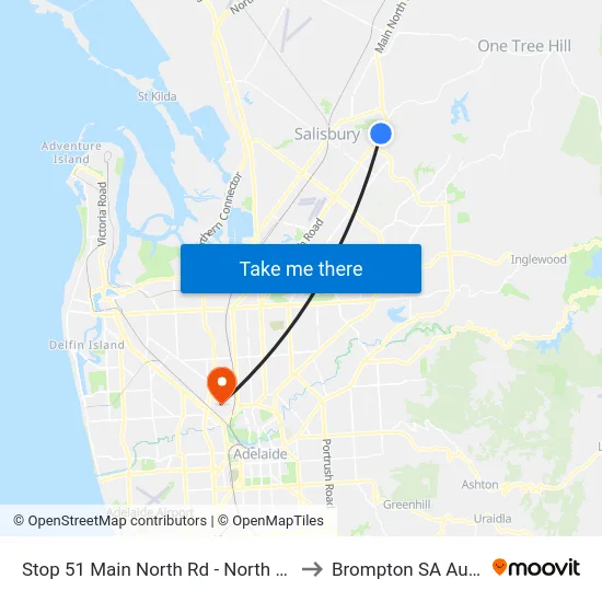 Stop 51 Main North Rd - North West side to Brompton SA Australia map
