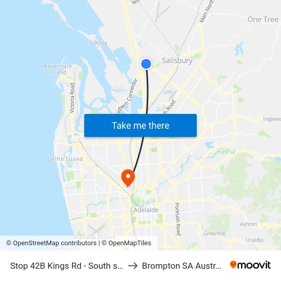 Stop 42B Kings Rd - South side to Brompton SA Australia map