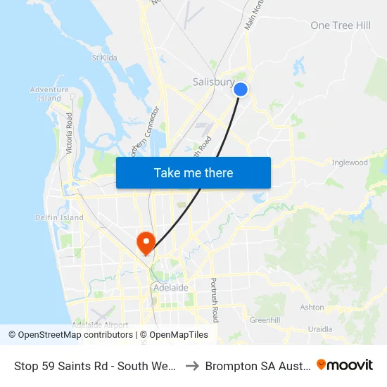 Stop 59 Saints Rd - South West side to Brompton SA Australia map