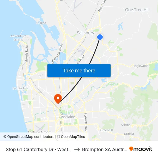 Stop 61 Canterbury Dr - West side to Brompton SA Australia map