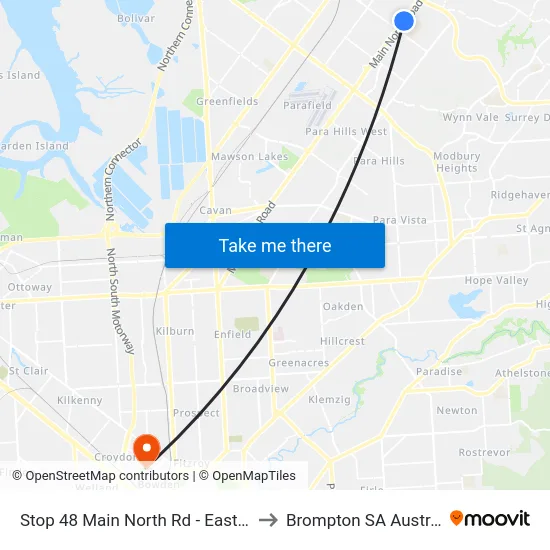 Stop 48 Main North Rd - East side to Brompton SA Australia map