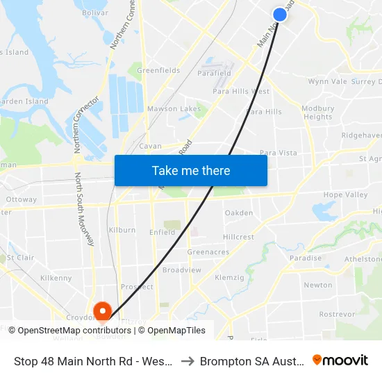 Stop 48 Main North Rd - West side to Brompton SA Australia map