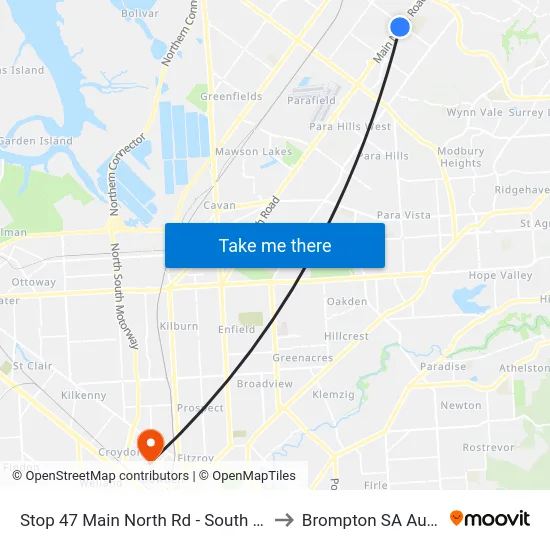Stop 47 Main North Rd - South East side to Brompton SA Australia map