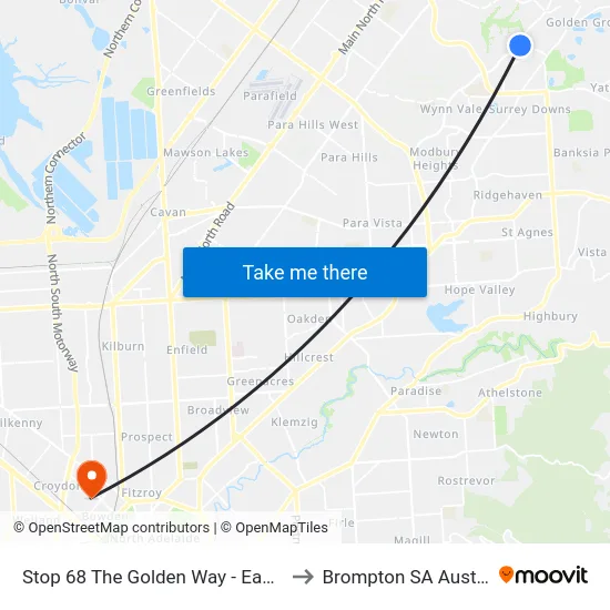 Stop 68 The Golden Way - East side to Brompton SA Australia map