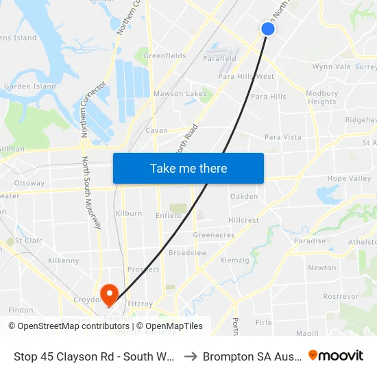 Stop 45 Clayson Rd - South West side to Brompton SA Australia map