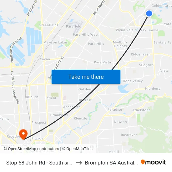 Stop 58 John Rd - South side to Brompton SA Australia map
