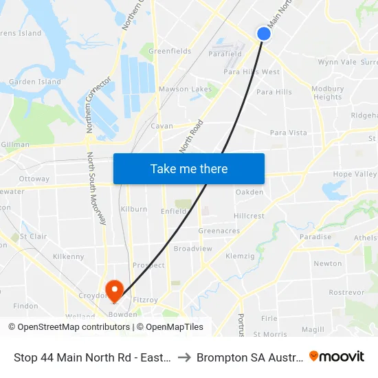 Stop 44 Main North Rd - East side to Brompton SA Australia map