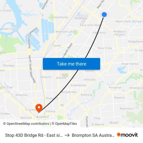 Stop 43D Bridge Rd - East side to Brompton SA Australia map