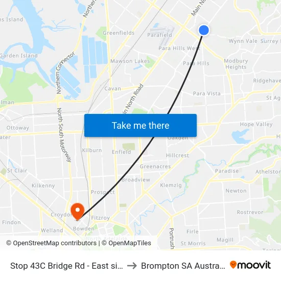 Stop 43C Bridge Rd - East side to Brompton SA Australia map