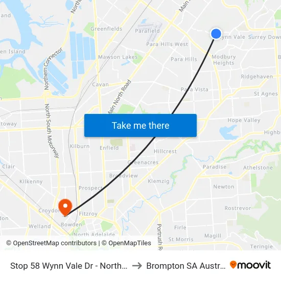 Stop 58 Wynn Vale Dr - North side to Brompton SA Australia map