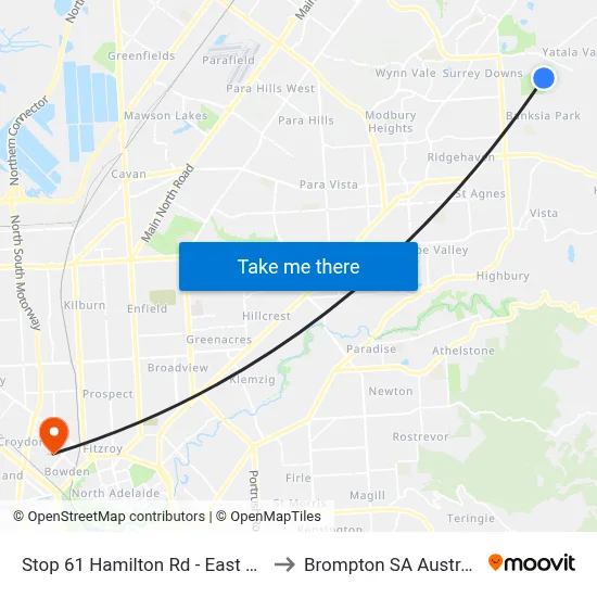 Stop 61 Hamilton Rd - East side to Brompton SA Australia map