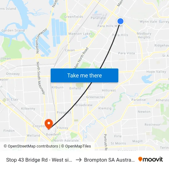 Stop 43 Bridge Rd - West side to Brompton SA Australia map