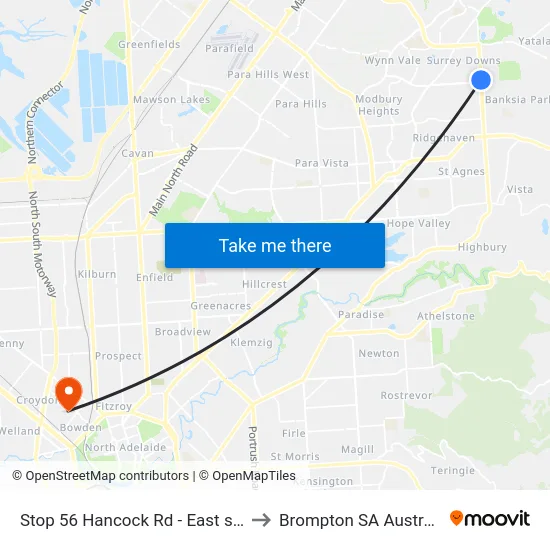Stop 56 Hancock Rd - East side to Brompton SA Australia map