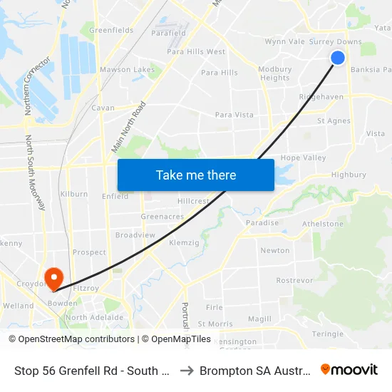 Stop 56 Grenfell Rd - South side to Brompton SA Australia map