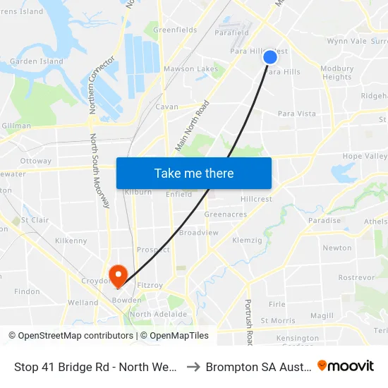 Stop 41 Bridge Rd - North West side to Brompton SA Australia map