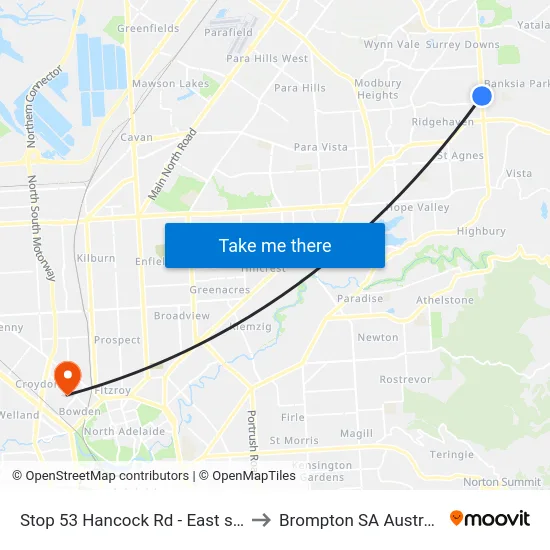 Stop 53 Hancock Rd - East side to Brompton SA Australia map